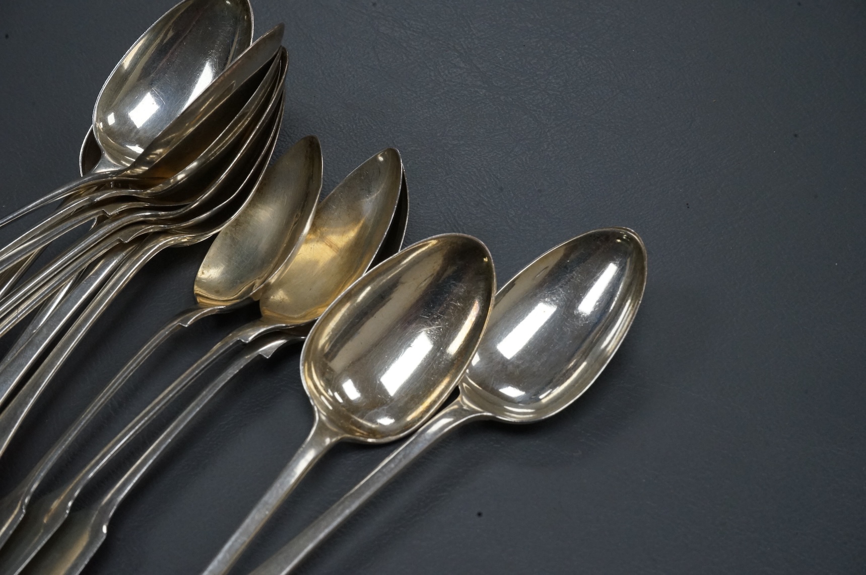 A set of eight William IV provincial silver Hanoverian pattern table forks, by Thomas Wheatley, Newcastle, 1830, 20.6cm, 16.7oz.